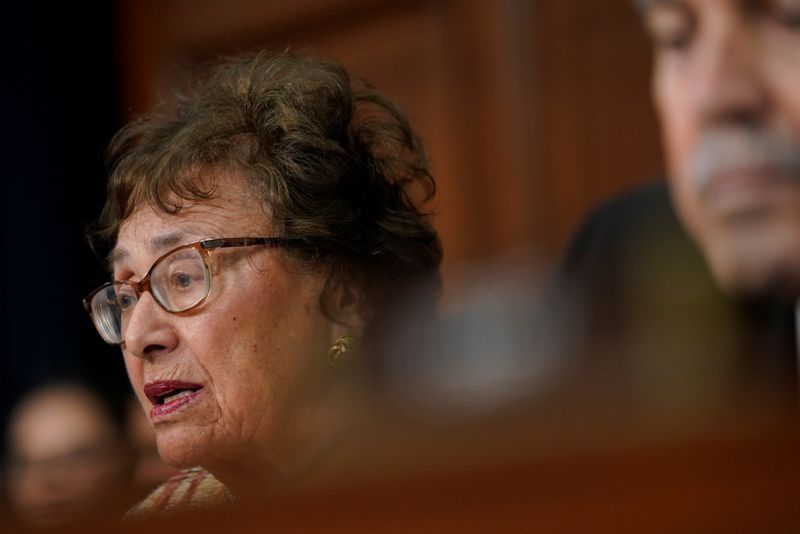 © Reuters. Rep. Nita Lowey (D-NY) asks a question as U.S. Attorney General William Barr testifies on the Justice Department's budget proposal before a House Appropriations Subcommittee hearing on Capitol Hill