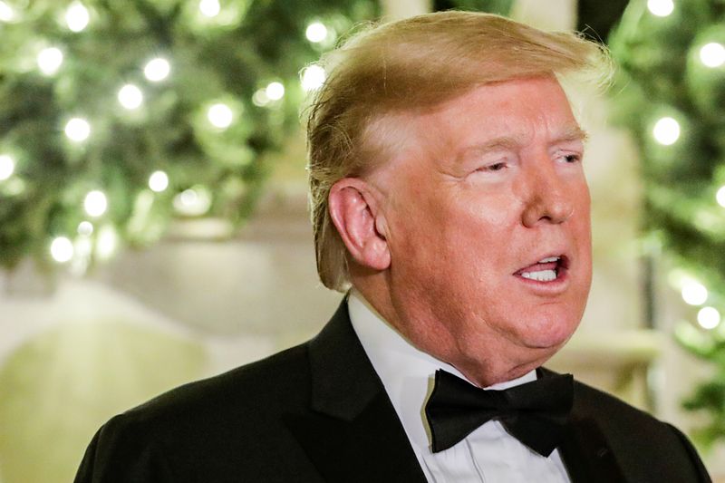 © Reuters. President Donald Trump delivers remarks for the Congressional Ball in Washington