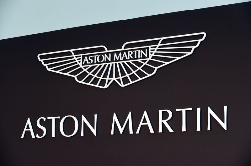 © Reuters. FILE PHOTO: An Aston Martin logo is pictured at the new factory in Saint Athan
