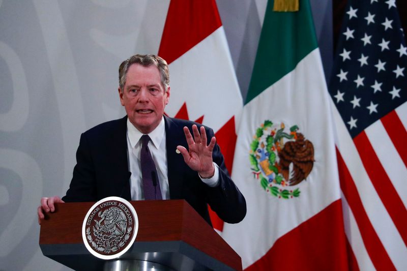 © Reuters. FOTO DE ARCHIVO: El representante comercial de Estados Unidos, Robert Lighthizer, en Ciudad de México