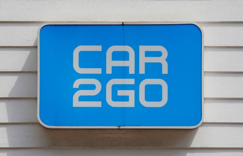 © Reuters. The logo of carsharing company Car2go is seen at its headquarters in Vienna