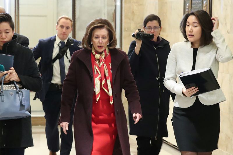 © Reuters. U.S. House Speaker Pelosi arrives at the U.S. Capitol in Washington