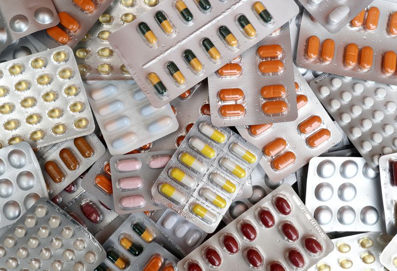 © Reuters. Illustration photo shows various medicine pills in their original packaging in Brussels