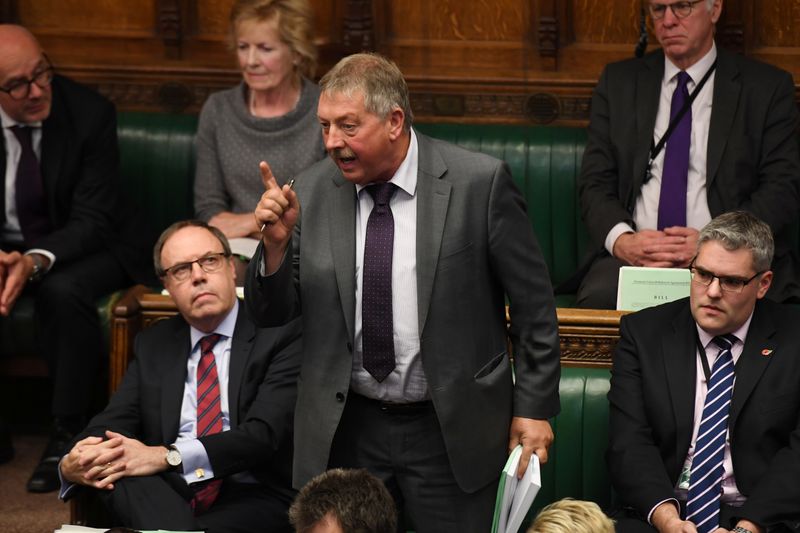 © Reuters. Democratic Unionist Party MP Sammy Wilson is seen at the House of Commons in London