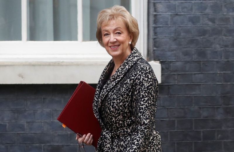 © Reuters. Britain's Business Secretary Andrea Leadsom is seen outside Downing Street in London