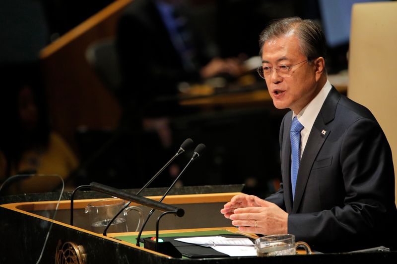 © Reuters. South Korea's President Moon Jae-in addresses the 74th session of the United Nations General Assembly at U.N. headquarters in New York City, New York, U.S.