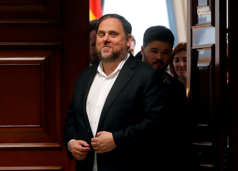 © Reuters. FOTO DE ARCHIVO: El político catalán Oriol Junqueras en el Parlamento de España