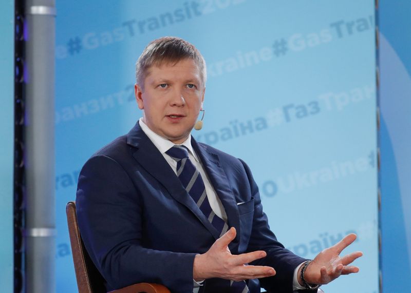 © Reuters. Naftogaz CEO Kobolev attends a news briefing in Kiev