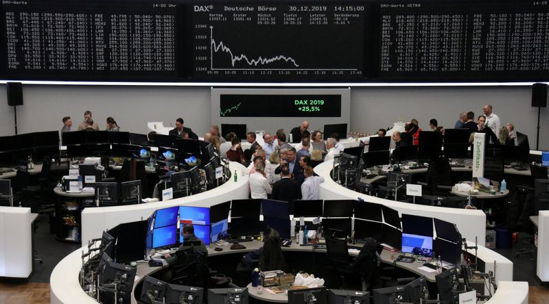 © Reuters. The German share price index DAX graph is pictured at the stock exchange in Frankfurt