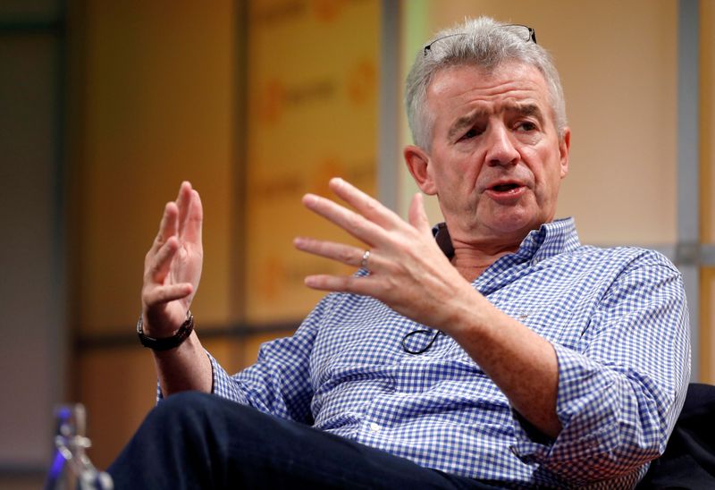 © Reuters. FILE PHOTO: Ryanair Chief Executive Michael O'Leary attends a Reuters Newsmaker event in London