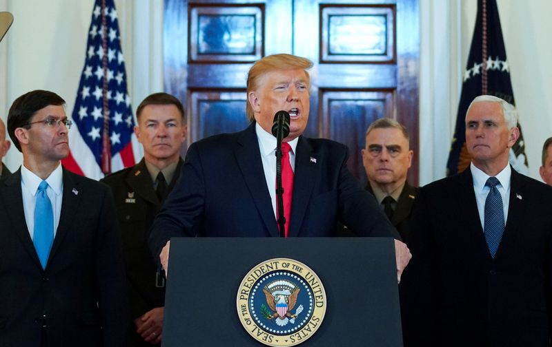 © Reuters. U.S. President Trump delivers statement about Iran at the White House in Washington