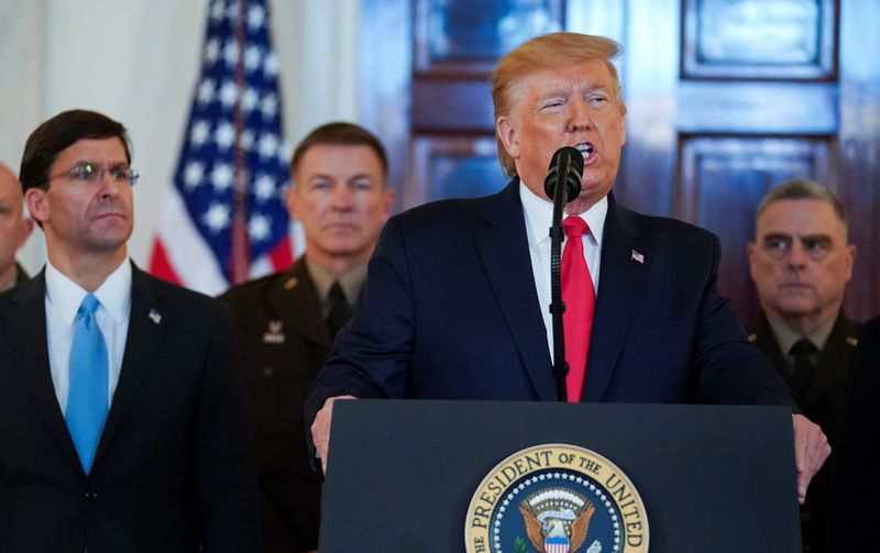 © Reuters. U.S. President Trump delivers statement about Iran at the White House in Washington