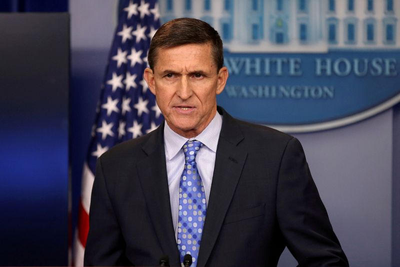 © Reuters. FILE PHOTO: Then national security adviser General Michael Flynn delivers a statement daily briefing at the White House in Washington