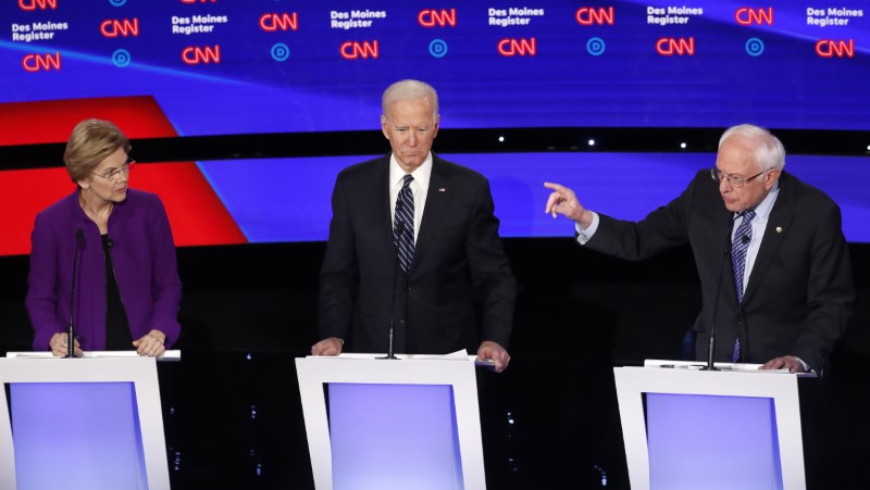 ANÁLISE-Biden se beneficia de confronto entre Sanders e Warren em debate democrata