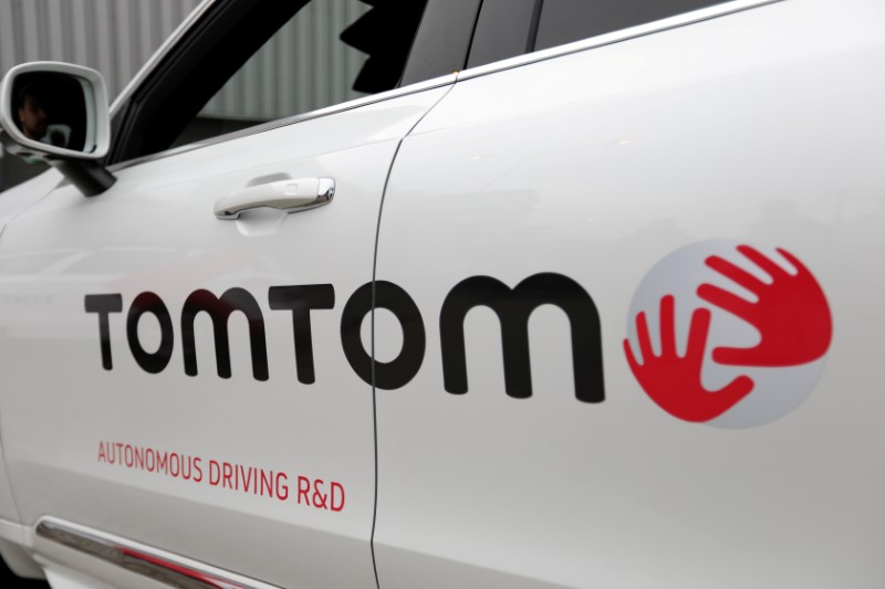 © Reuters. FILE PHOTO: TomTom logo is seen on a vehicle in Eindhoven