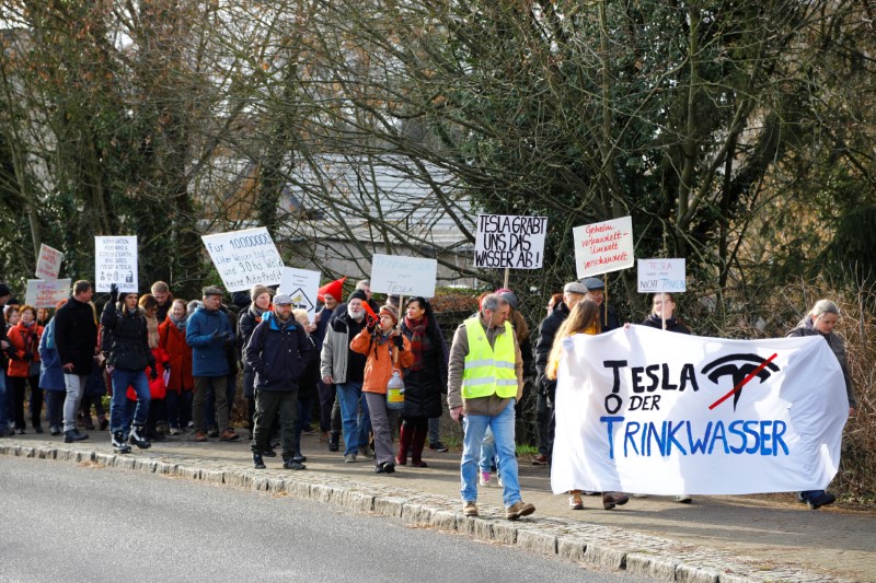 &quot;You're stealing our water&quot;: Germans protest against Tesla gigafactory