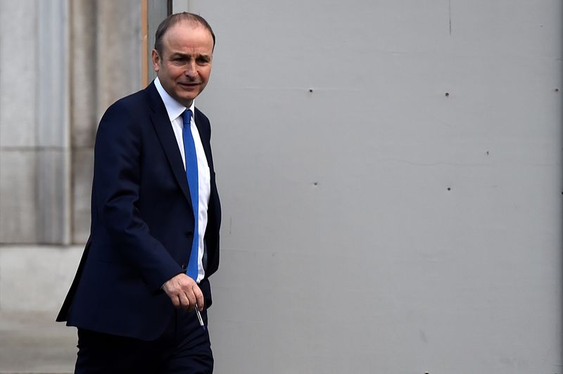 © Reuters. The Leader of Ireland's opposition Fianna Fail party, Micheal Martin is seen in the grounds of Government Buildings in Dublin