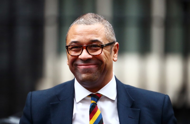 © Reuters. FILE PHOTO:  Britain's Conservative Party Chairman James Cleverly is seen at Downing Street in London