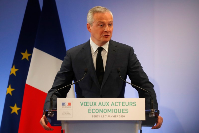 © Reuters. French Finance Minister Le Maire gives New Year's address to economic actors