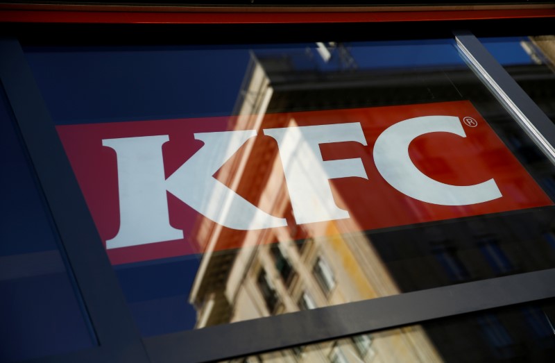 © Reuters. KFC logo is seen in restaurant in Warsaw