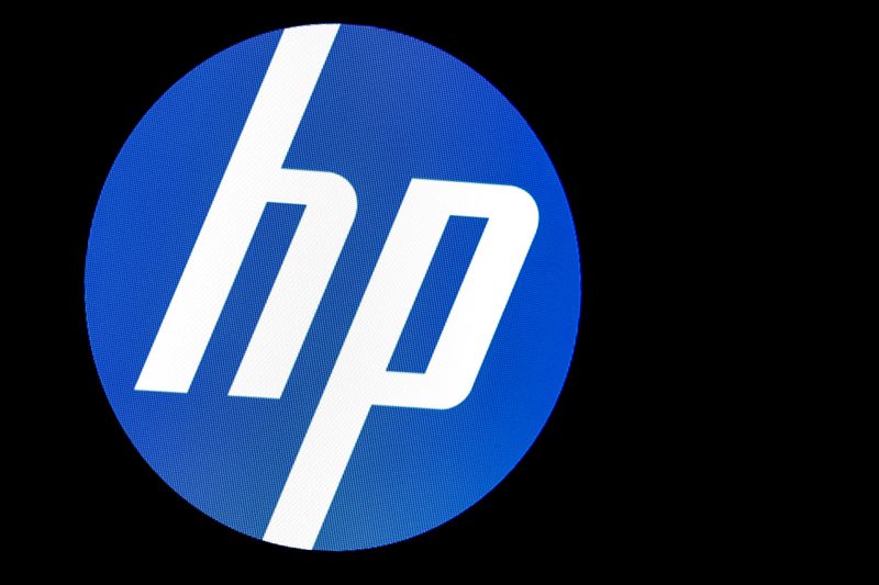 © Reuters. A screen displays the logo for HP Inc. at the NYSE in New York