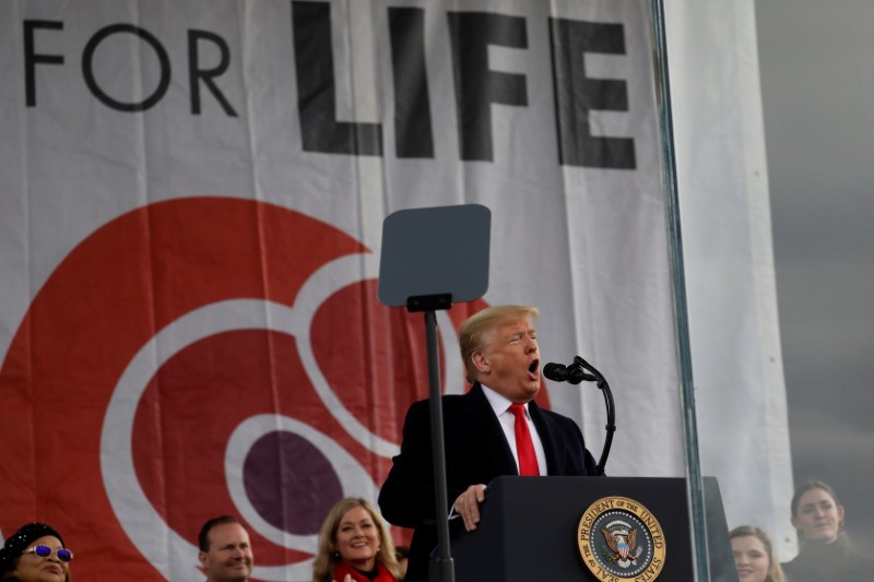 At anti-abortion rally, Trump assails Democrats, draws applause