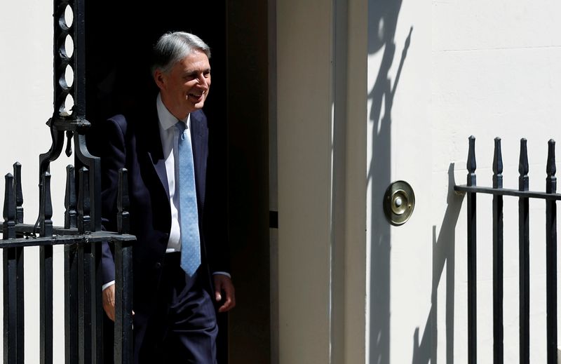 © Reuters. FILE PHOTO: Chancellor of the Exchequer Philip Hammond leaves Downing Street in London