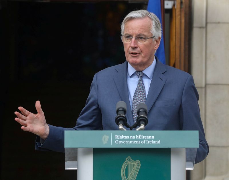 © Reuters. Michel Barnier, jefe negociador de Brexit de la Unión Europea, en un edificio gubernamental en Dublín