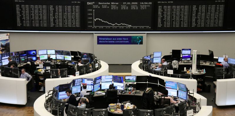 © Reuters. The German share price index DAX graph is pictured at the stock exchange in Frankfurt