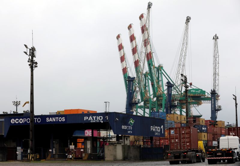 © Reuters. A general view of Ecoporto terminal at the Port of Santos in Santos