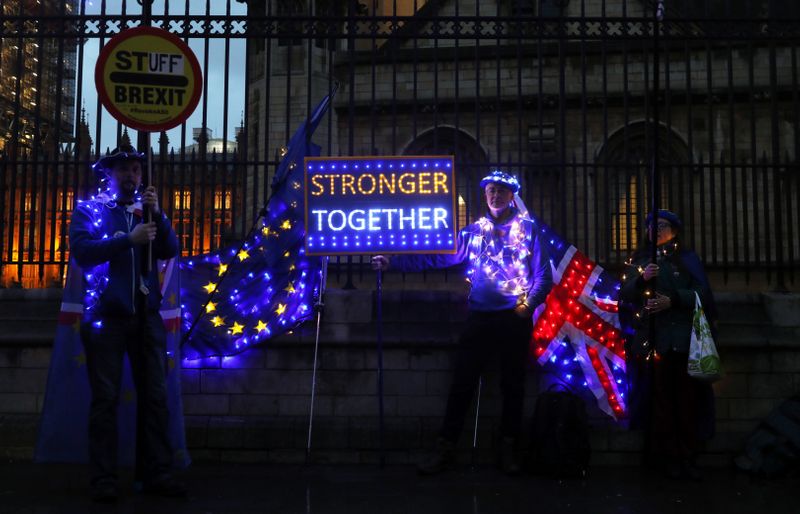 © Reuters. Protest outside the Houses of Parliament in London