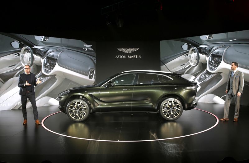 © Reuters. FILE PHOTO: Aston Martin DBX, the company's first sport utility vehicle, is displayed at its global launch ceremony in Beijing