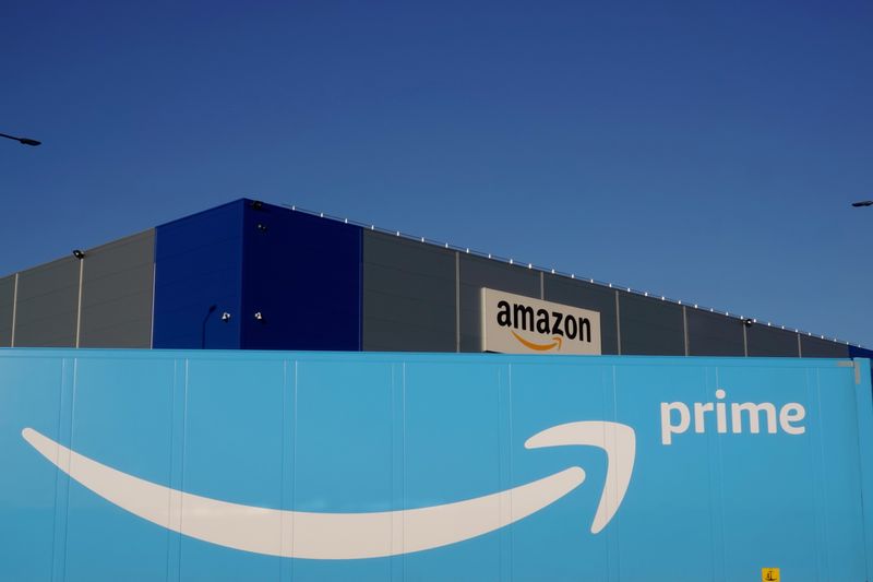 © Reuters. The logo of Amazon Prime Delivery is seen on the trailer of a truck outside the company logistics center in Lauwin-Planque