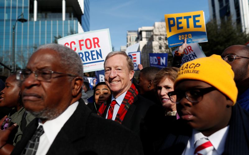 © Reuters. Democratic U.S. presidential candidate Tom Steyer attends the Martin Luther King Jr. (MLK) Day Parade in Columbia