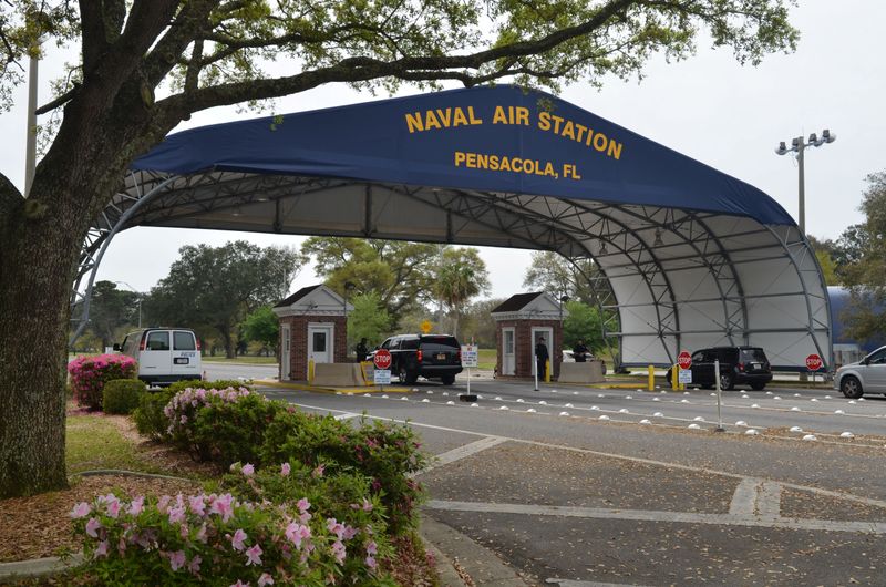 © Reuters. Main gate at Naval Air Station Pensacola is seen on Navy Boulevard in Pensacola