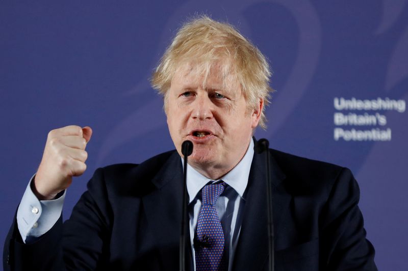 © Reuters. British Prime Minister Boris Johnson outlines his government's negotiating stance with the European Union after Brexit, in London