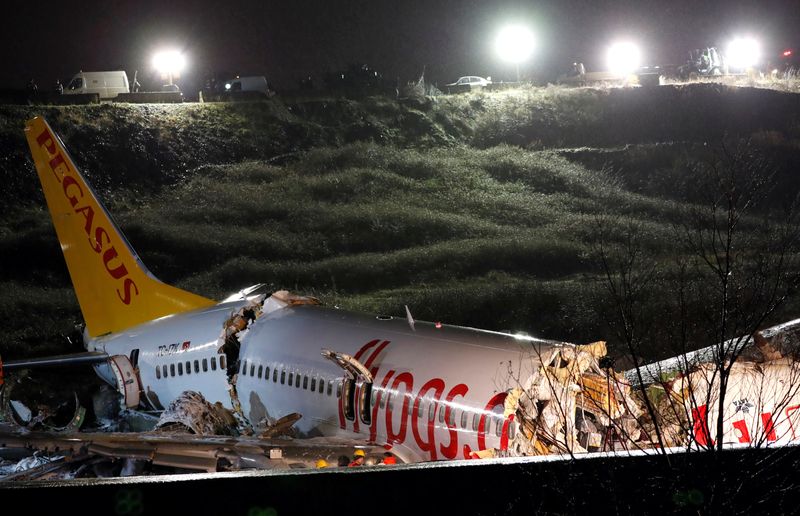 © Reuters. イスタンブールの空港で旅客機が着陸失敗、大破も死者なし