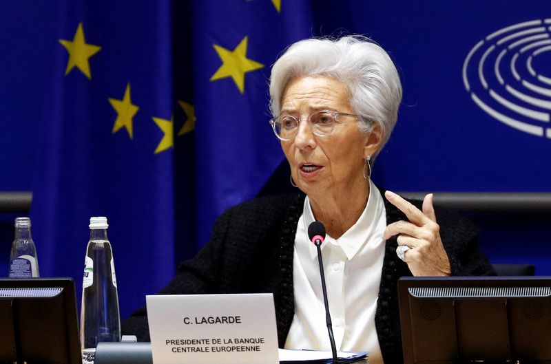 © Reuters. European Central Bank President Lagarde testifies before the EU Parliament's Economic and Monetary Affairs Committee in Brussels