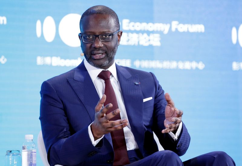 © Reuters. FILE PHOTO: CEO of Credit Suisse Group Tidjane Thiam attends the 2019 New Economy Forum in Beijing