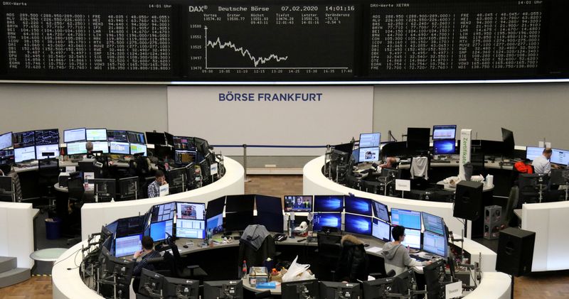 © Reuters. FILE PHOTO:  The German share price index DAX graph is pictured at the stock exchange in Frankfurt