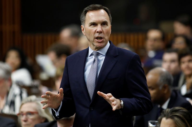 © Reuters. Canada's Minister of Finance Morneau speaks during Question Period in Ottawa