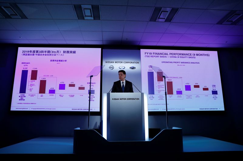 © Reuters. Nissan Motor Co CEO Makoto Uchida speaks during a news conference at its headquarters in Yokohama