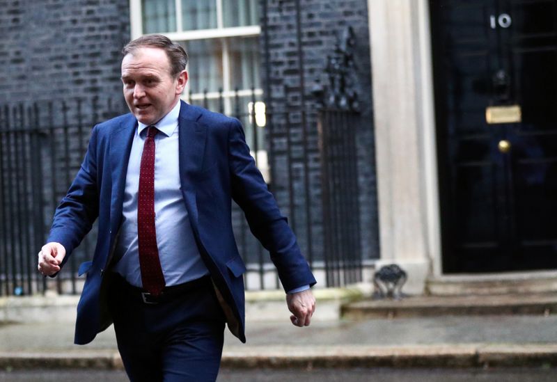© Reuters. Britain's Secretary of State for Environment, Food and Rural Affairs George Eustice leaves Downing Street 10 in London