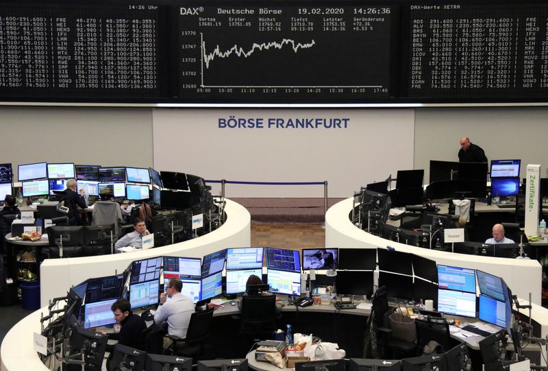 © Reuters. The German share price index DAX graph is pictured at the stock exchange in Frankfurt