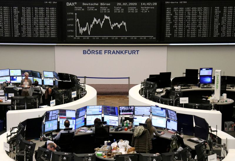 European shares fall as investors eye data showing virus impact