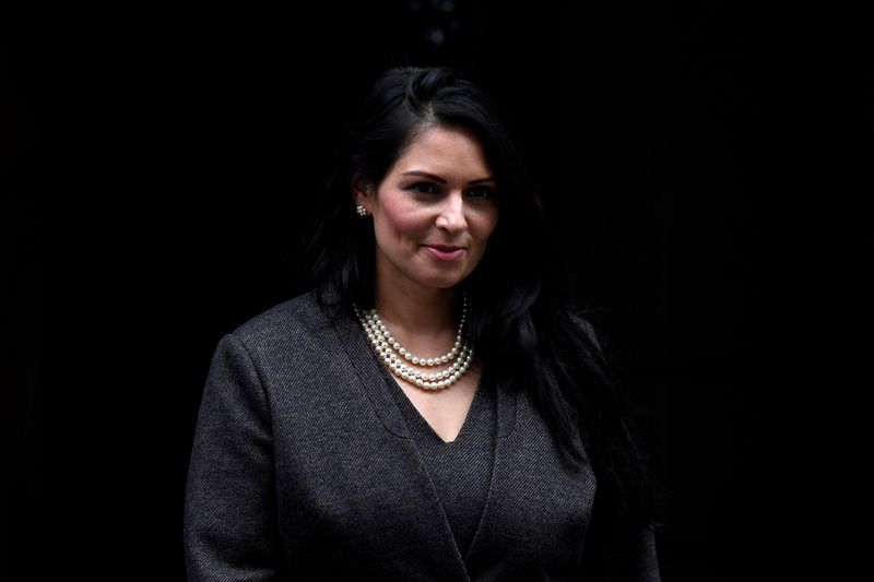 © Reuters. FILE PHOTO: Britain's Home Secretary Priti Patel leaves Downing Street in London