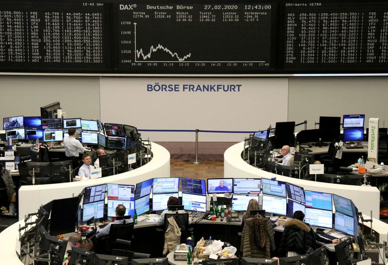 © Reuters. The German share price index DAX graph is pictured at the stock exchange in Frankfurt