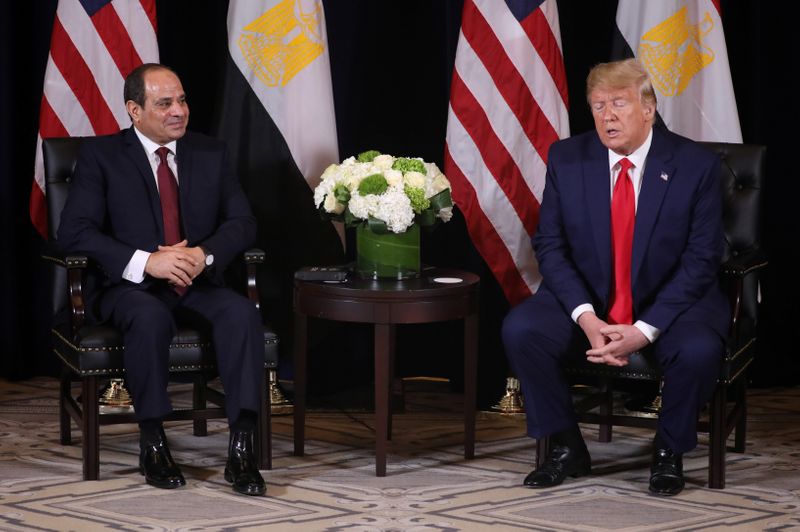 © Reuters. الرئاسة المصرية: ترامب يبلغ السيسي بأن أمريكا ستواصل الجهود للتوصل إلى اتفاق بشأن سد النهضة