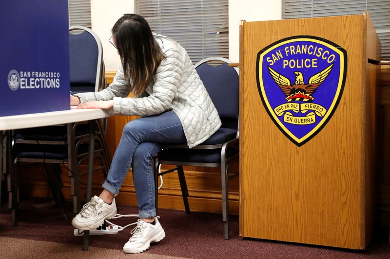 © Reuters. Voters cast their ballots in the Democratic primary in San Francisco