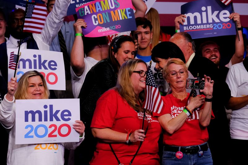 © Reuters. Democratic U.S. presidential candidate Michael Bloomberg's Super Tuesday night rally in West Palm Beach